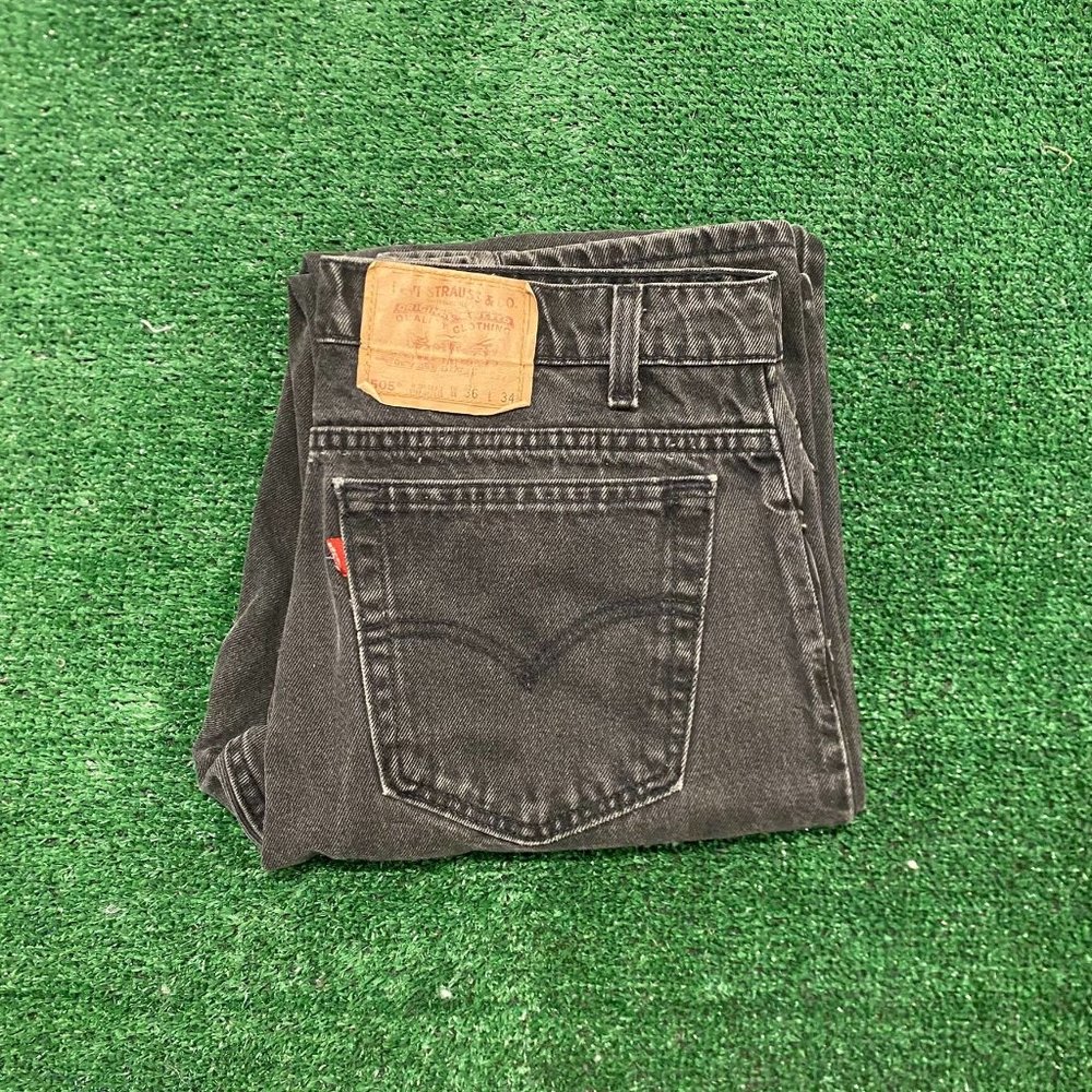 Vintage Levi's 505 Black Wash Straight Fit Denim Jeans Men's Size 36W - Timeless
